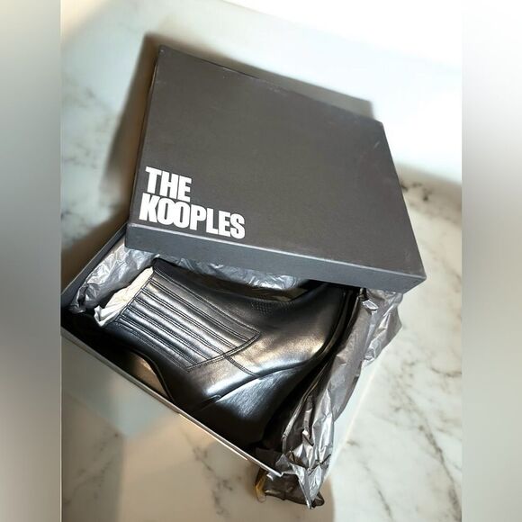 NWT! The KOOPLES $575 Topstiched Leather Wedge Ankle Boots Silver Detail EU 39 - Picture 15 of 16